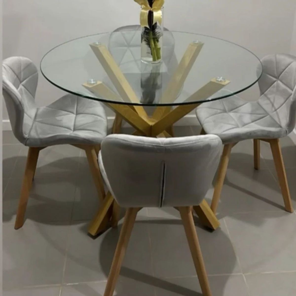 GENERICO - JUEGO DE COMEDOR MESA 120CM + SILLAS FELPA