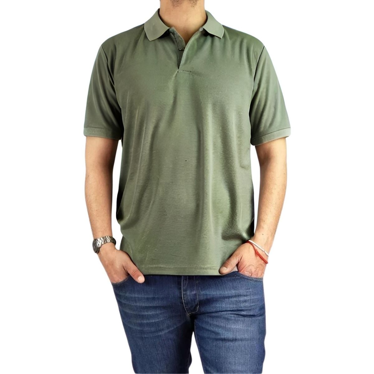 LIKE SHOP - Polera Piqué Hombre Textura Suave Botones Colores 001