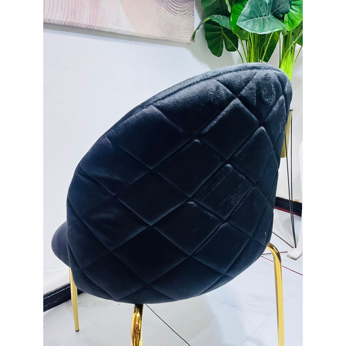 GENERICO - JUEGO DE COMEDOR 120CM + 6 SILLAS FELPA BASE DORADA