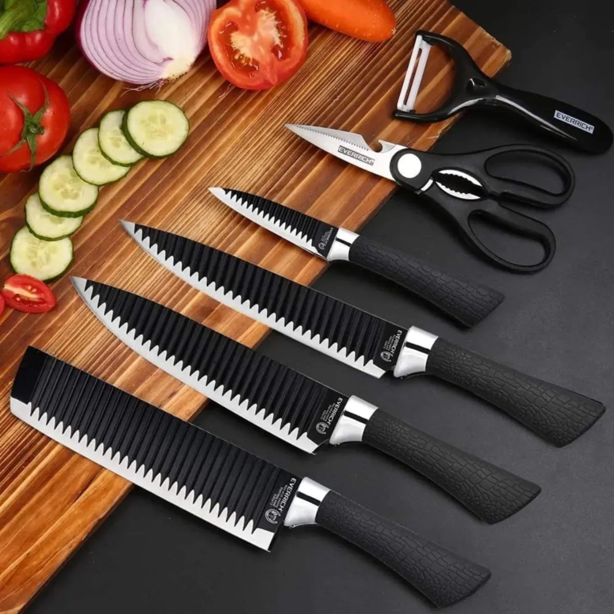 GENERICO - Set Cuchillos Cocina Acero Inoxidable Antiadherente
