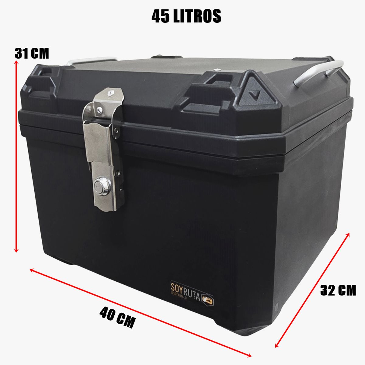 GENERICO - Maleta Top Case Plástico 45l Moto Negro