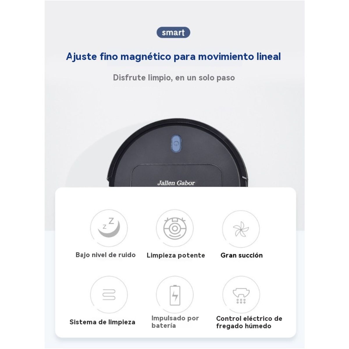 GIOIO - Robot aspirador inteligente 3 en 1 para hogar con carga-Blanco