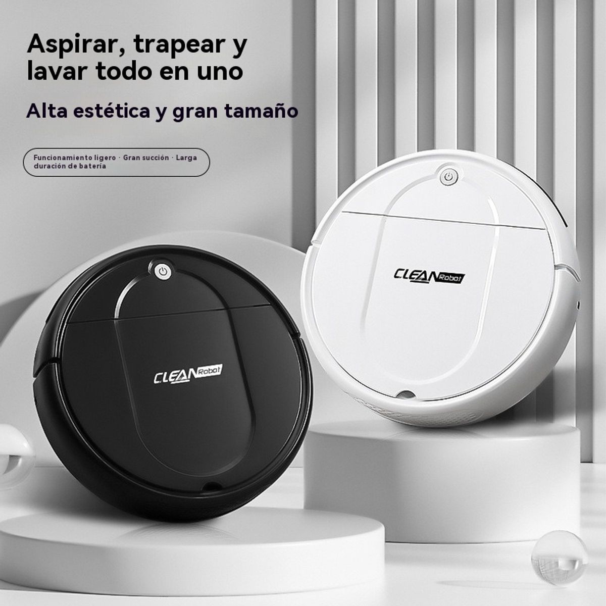GIOIO - Robot aspirador y fregador con auto-limpieza para hogar-Blanco