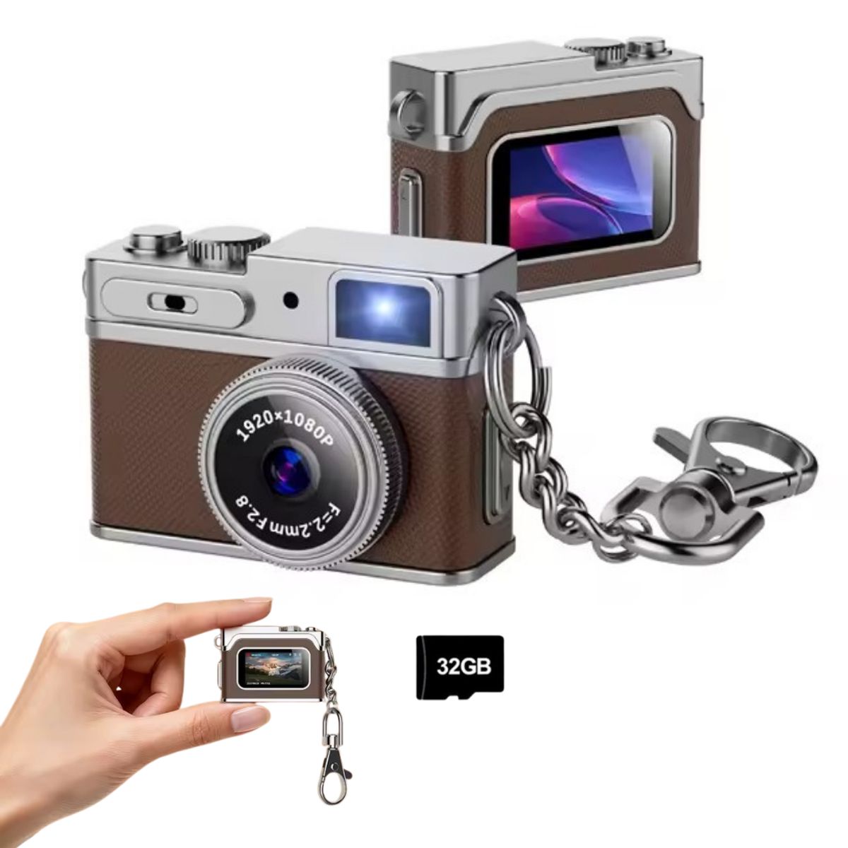 GENERICO - Mini Cámara Café Portátil 1080p Pantalla LCD + MicroSD 32GB