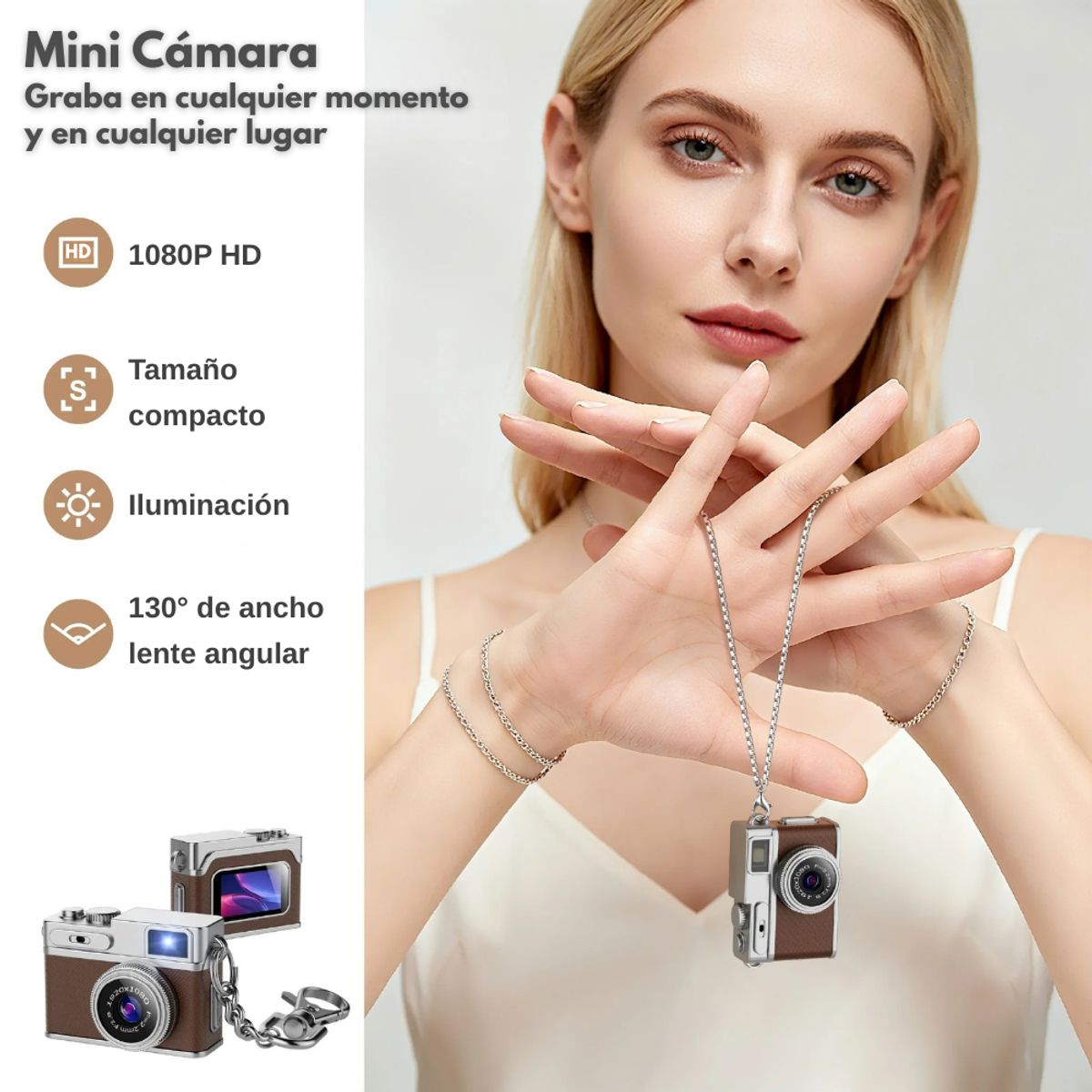 GENERICO - Mini Cámara Café Portátil 1080p Pantalla LCD + MicroSD 32GB