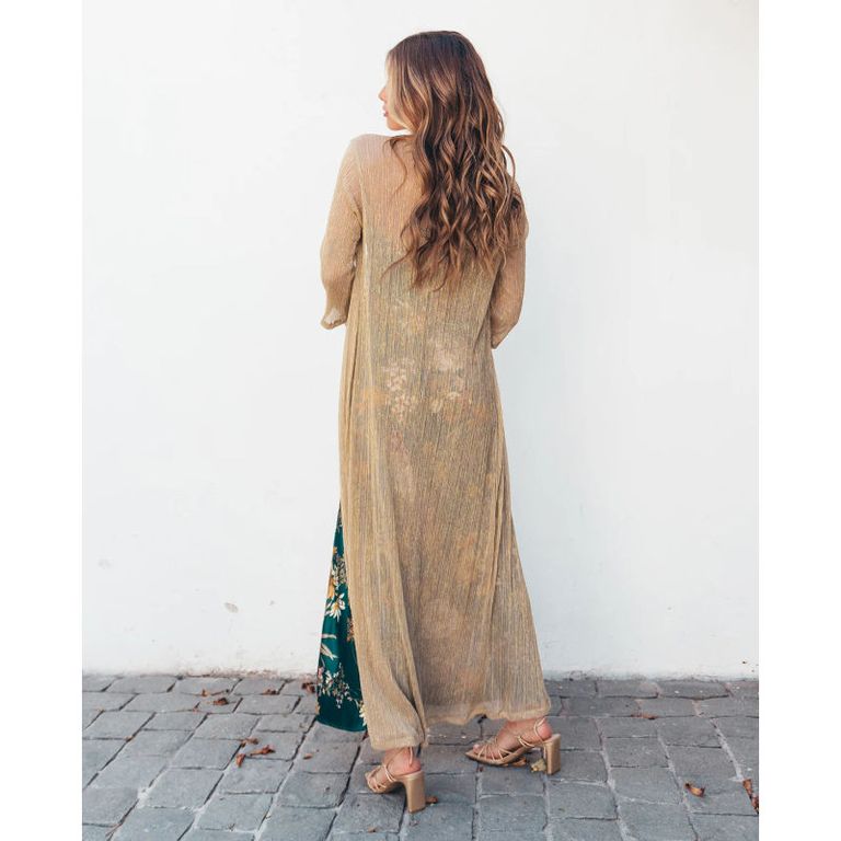 Maxi Tapado Camila Plisado Transparente Dorado Dorado TALLA UNICA