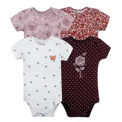 TEDMIMAK - Pack 4 Bodys Niña Manga Corta 100% Algodón