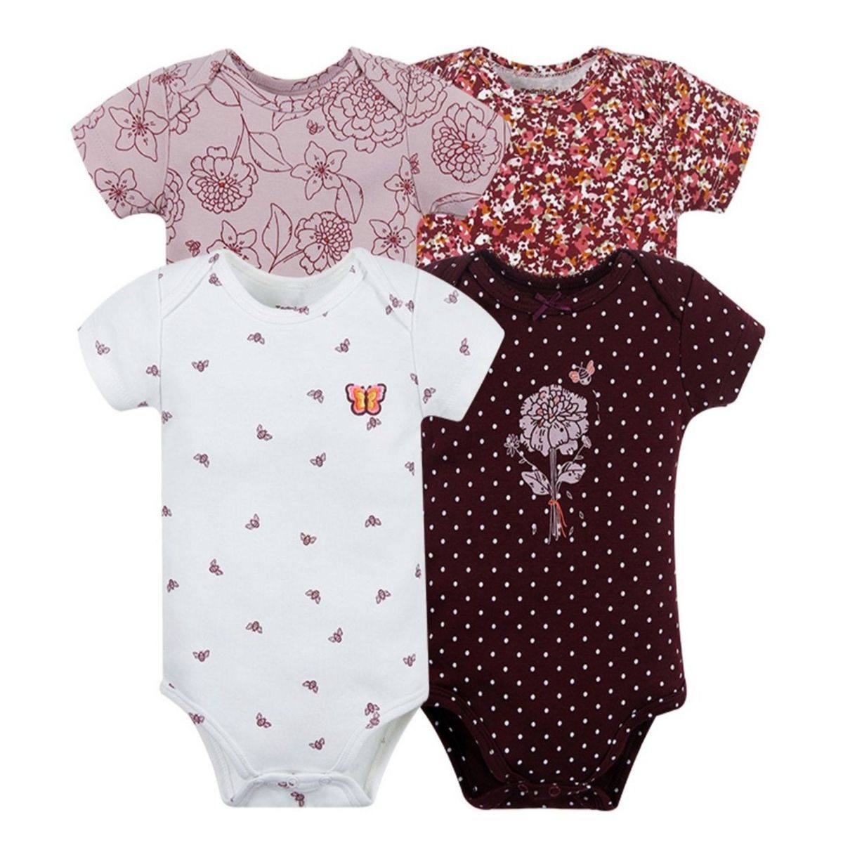 TEDMIMAK - Pack 4 Bodys Niña Manga Corta Tedmimak 100% Algodón