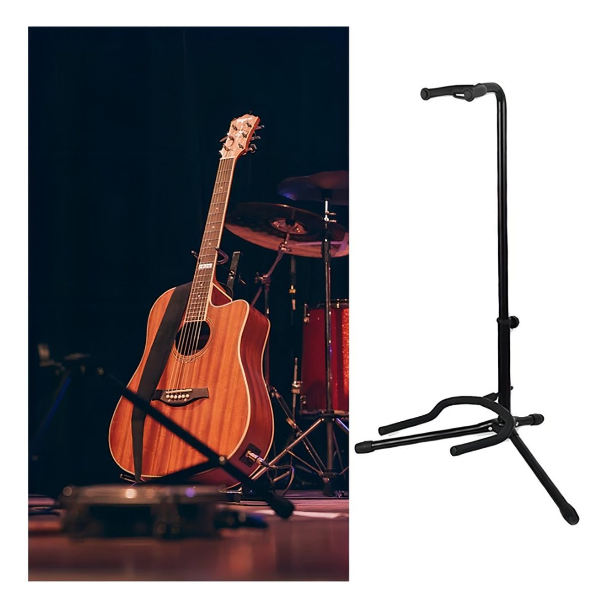HOMEBRANDT - Atril Soporte De Guitarra Acustica Clasica Electrica Bajo Negro