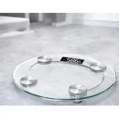 GENERAL - Balanza Digital para Baño Circular de Vidrio Templado - Medición Precisa hasta 180 kg