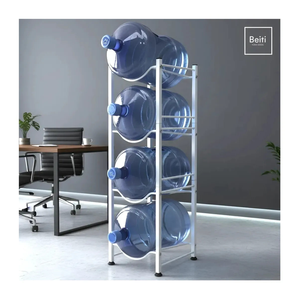 HOMEBRANDT - Estante Organizador Rack 4 Botellones Bidones Agua 20lts Blanco