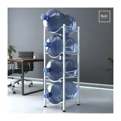 HOMEBRANDT - Estante Organizador Rack 4 Botellones Bidones Agua 20lts Blanco