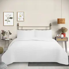 GENERICO - Cubrecama Quilt Reversible Color Blanco Lines Collection Martiné