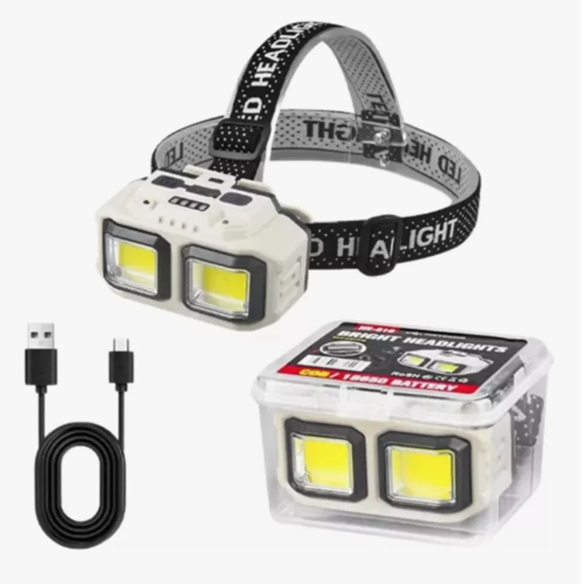 IRM - Linterna Frontal Led Brillante 3000lm Lampara Camping
