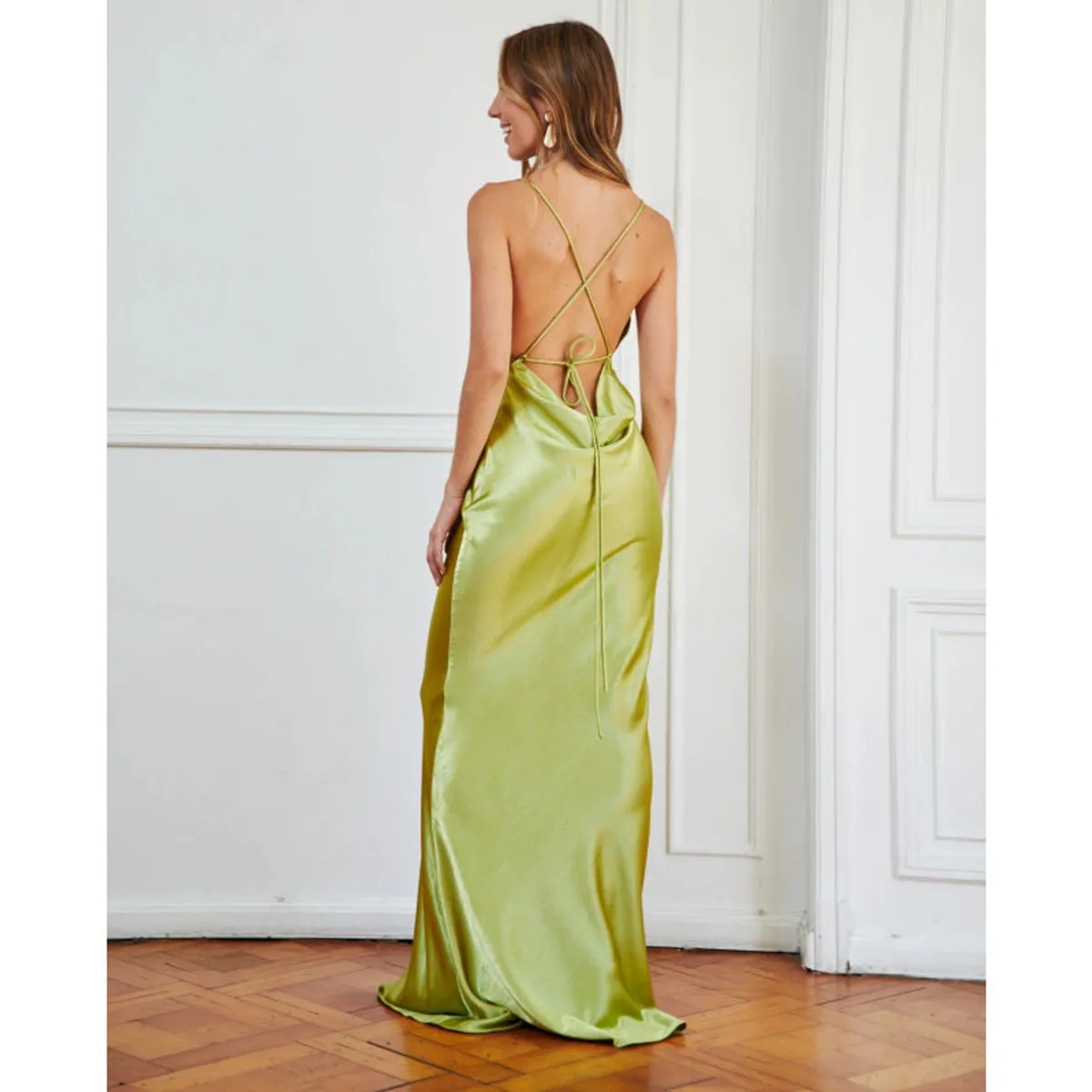 MI PLACARD - Vestido Largo de Fiesta Dominga Verde Limón
