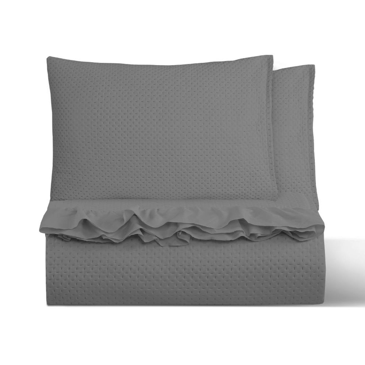 GENERICO - Cubrecama Quilt Reversible  Gris Queen Magic Collection Martiné