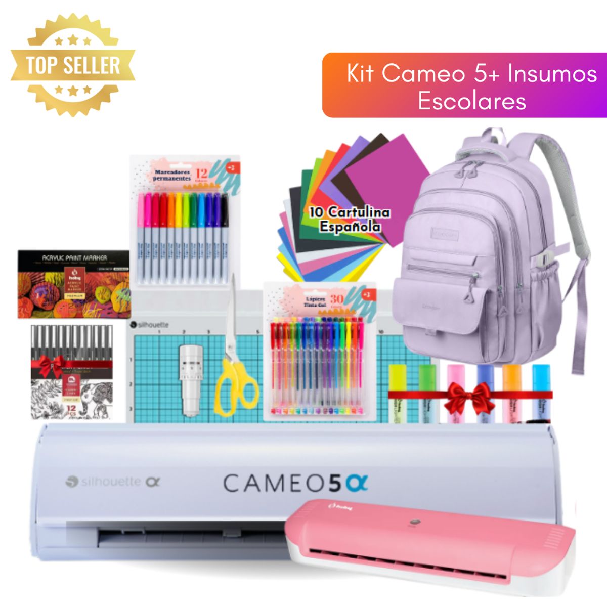 SILHOUETTE - Kit Cameo 5 Alfa + Insumos Escolares 05