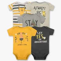 Pack 5 Bodys Niño Manga Corta 100% Algodón Baby Tiger