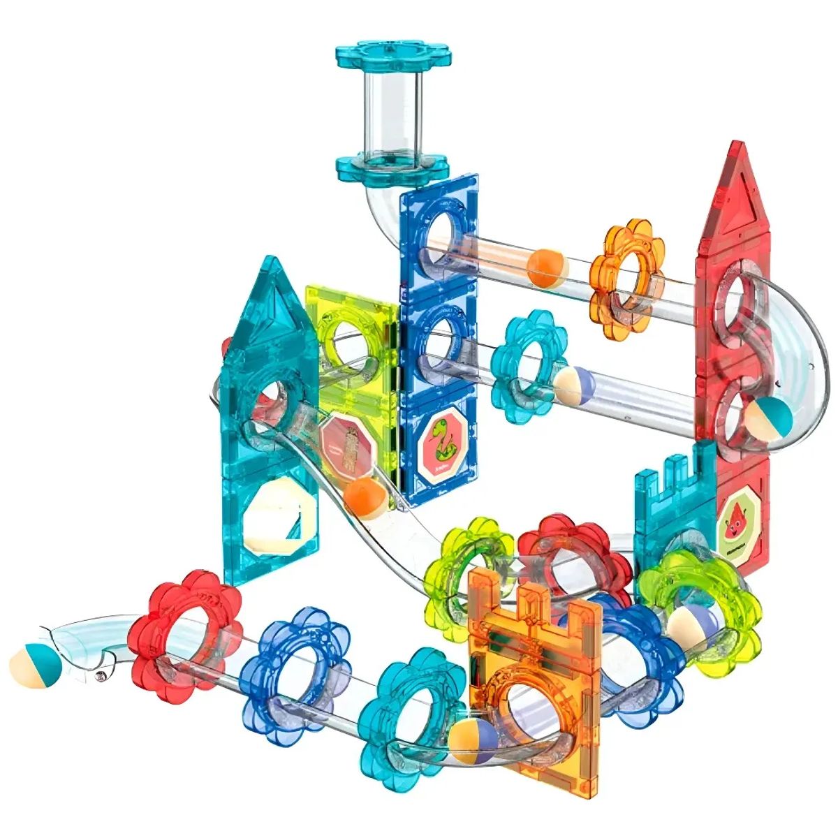 GENERICO - Juguete Didactico Bloques Magneticos 74 Piezas 3+ Con Balde 74