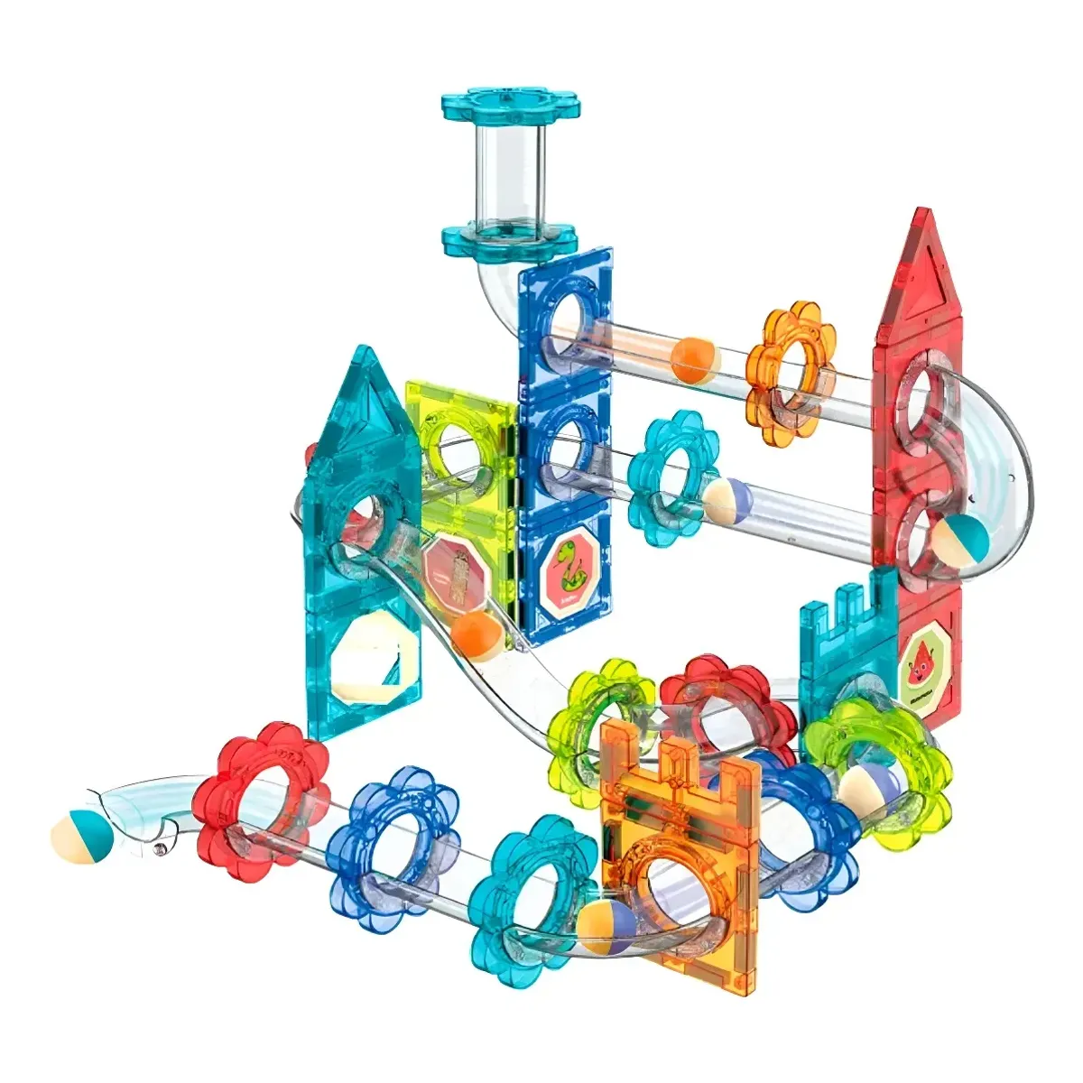 GENERICO - Juguete Didactico Bloques Magneticos 74 Piezas 3+ Con Balde 74