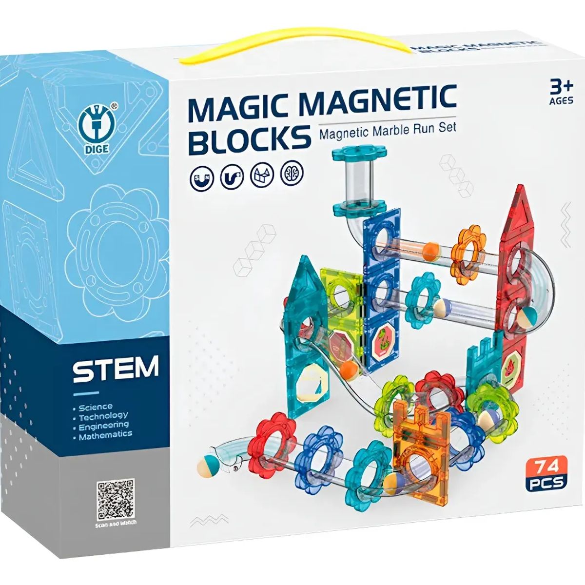 GENERICO - Juguete Didactico Bloques Magneticos 74 Piezas 3+ Con Balde 74