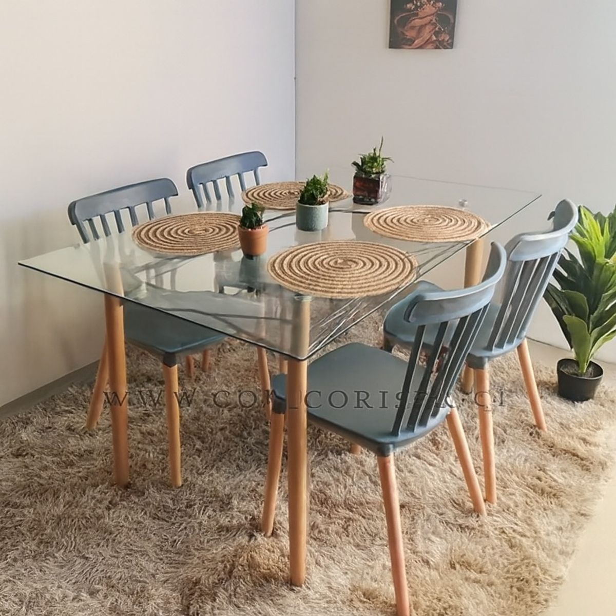CORI CORI - Mesa Crox 140x80cms + 4 Sillas Windsor Polipropileno