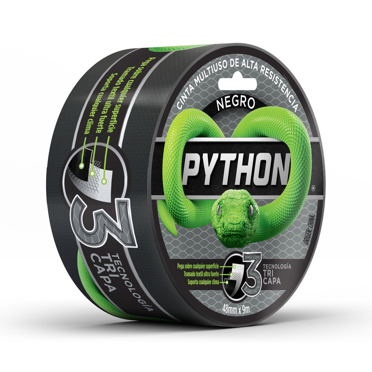 PYTHON - Cinta Multiuso NEGRA Python De Alta Resistencia 48mmx9m Duct Tape