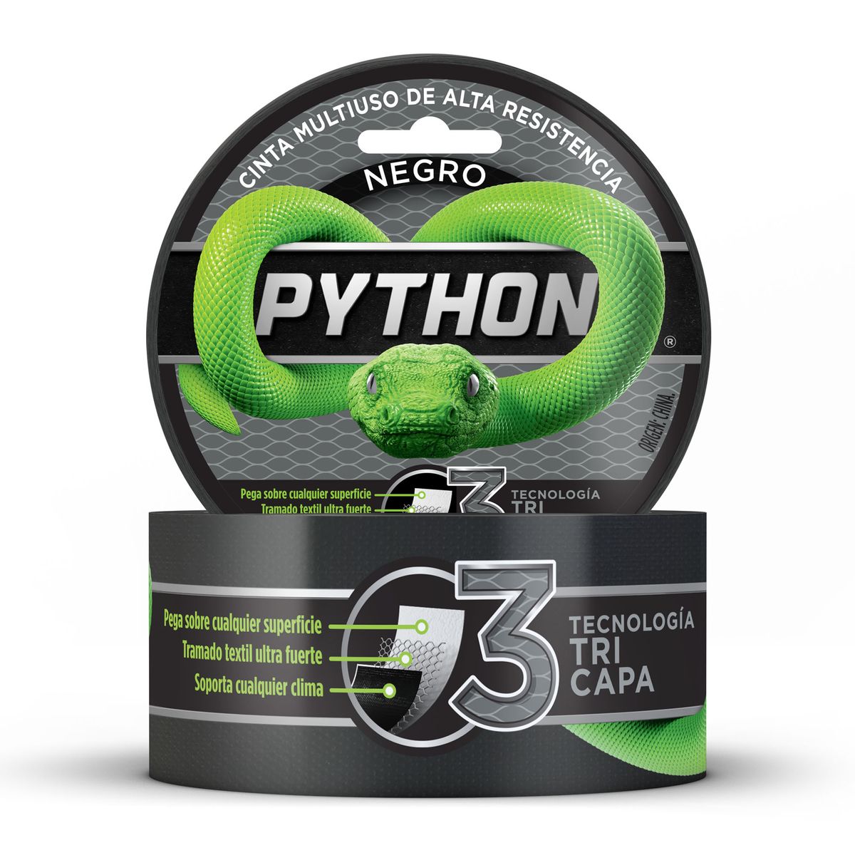 PYTHON - Cinta Multiuso NEGRA Python De Alta Resistencia 48mmx9m Duct Tape