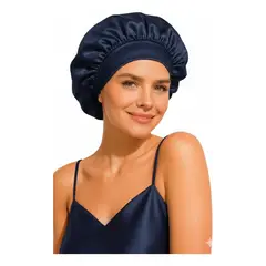 COMPUTECH - Gorro De Satín Seda Azul Náutico Para Dormir Evita El Frizz