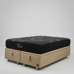 BLOCCARE - Cama Baul King L200 cm + Colchon Black Prime - Modelo Uno Rueda Pyton Beige
