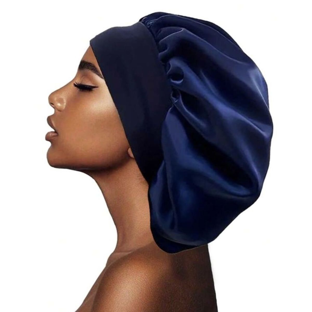 COMPUTECH - Gorros De Satín Seda Azul Náutico Para Dormir Evita El Frizz 2 Unidades