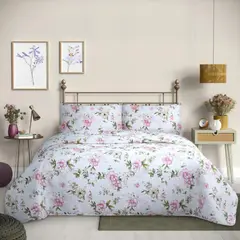 GENERICO - Cubrecama Quilt Reversible Rosa - Flowers Collection Martiné