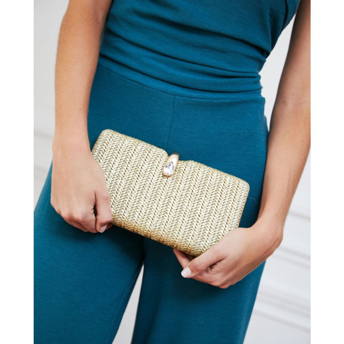 MI PLACARD - Carte de Fiesta Clutch Isadora Rafia Dorado