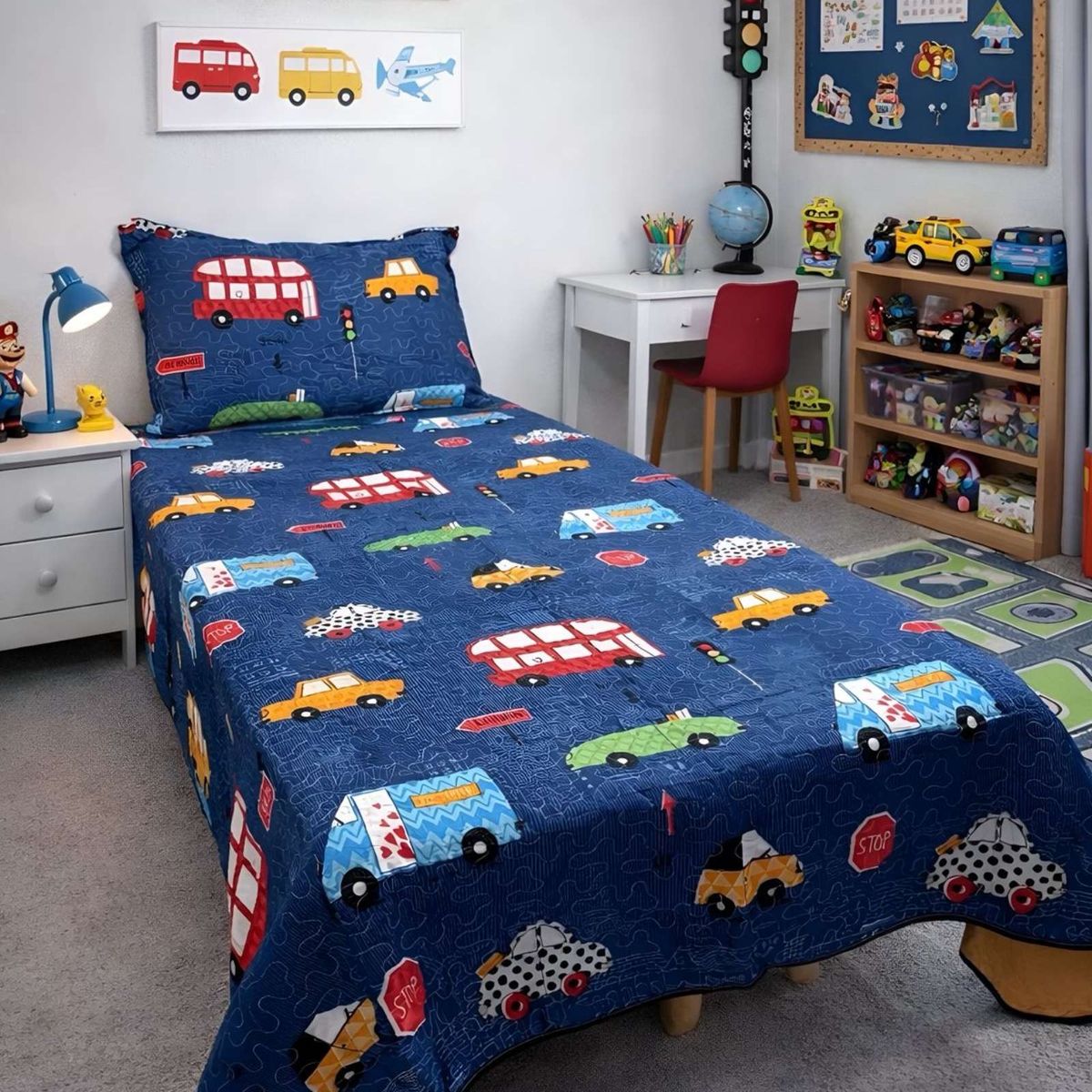 GENERICO - SET SABANA MAS CUBRECAMA  DE VERANO NIÑA NIÑO INFANTIL PLAZA Y MEDIA