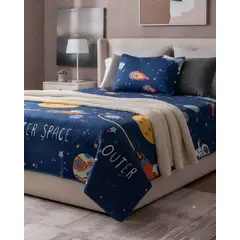 GENERICO - JUEGO DE CUBRECAMA MAS SABANA NIÑA NIÑO INFANTIL PLAZA Y MEDIA