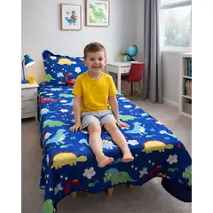 GENERICO - JUEGO DE CUBRECAMA MAS SABANA NIÑA NIÑO INFANTIL PLAZA Y MEDIA