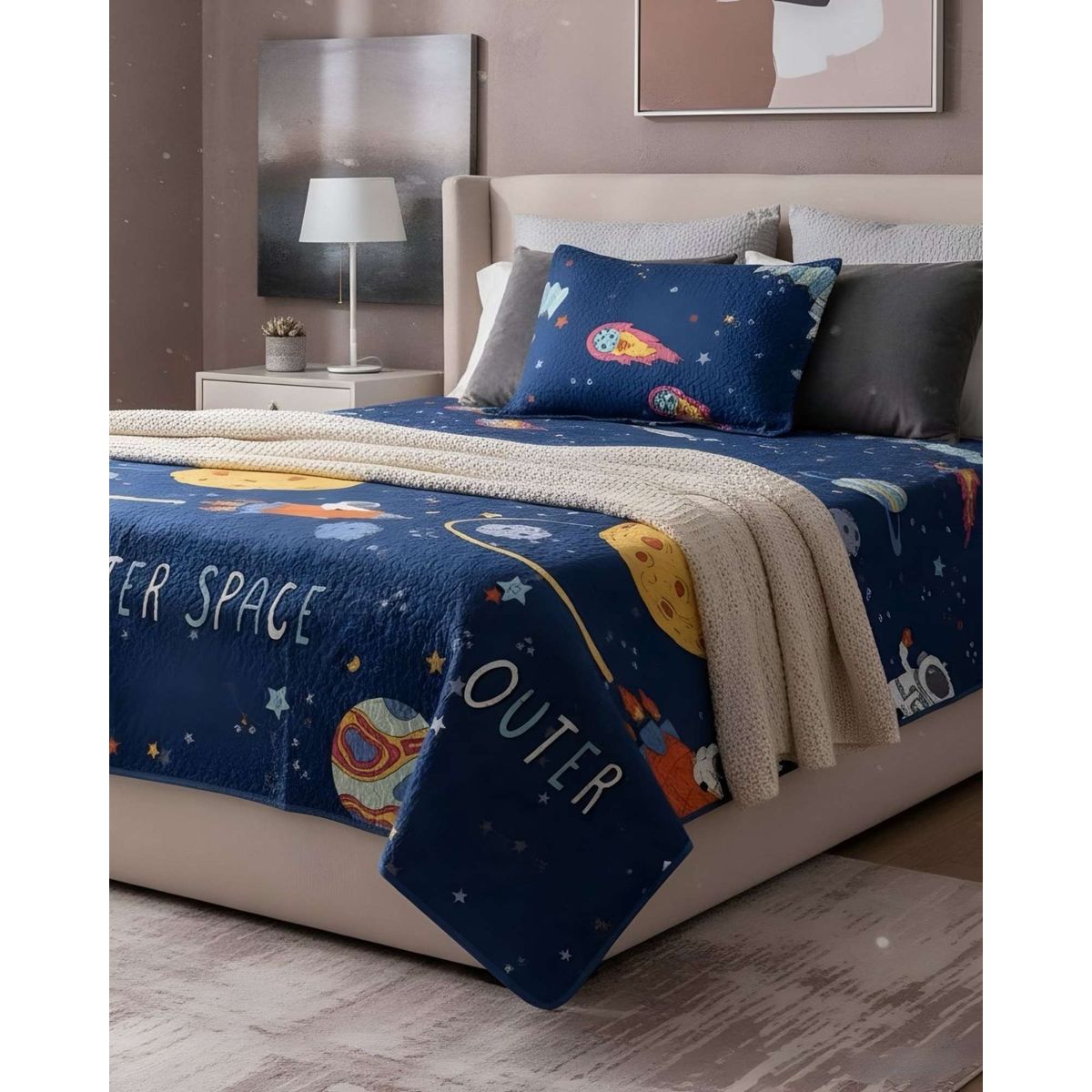 GENERICO - JUEGO DE CUBRECAMA MAS SABANA NIÑA NIÑO INFANTIL PLAZA Y MEDIA