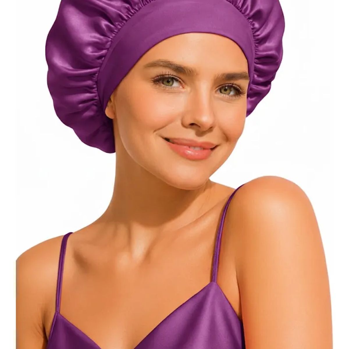 COMPUTECH - Gorro De Satín Seda Violeta Para Dormir Evita El Frizz