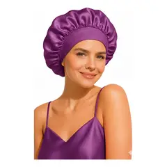 COMPUTECH - Gorro De Satín Seda Violeta Para Dormir Evita El Frizz