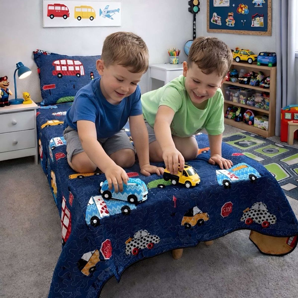 GENERICO - SET SABANA MAS CUBRECAMA  DE VERANO NIÑA NIÑO INFANTIL PLAZA Y MEDIA