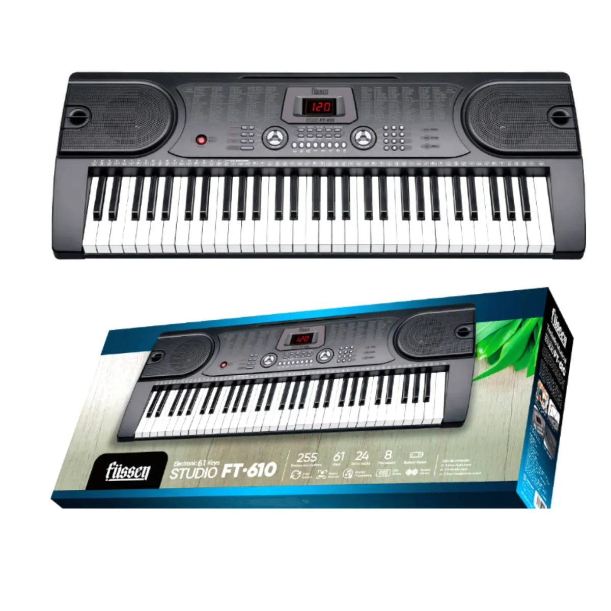 FUSSEN - Teclado Organo Musical Electrónico 61 Teclas 255 Ritmos
