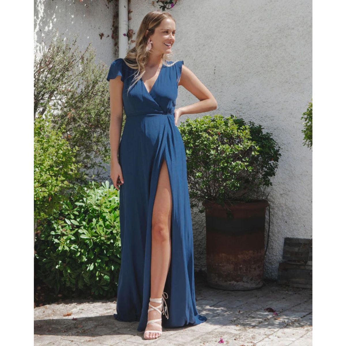 MI PLACARD - Vestido Largo Sara Gasa Azul Paris