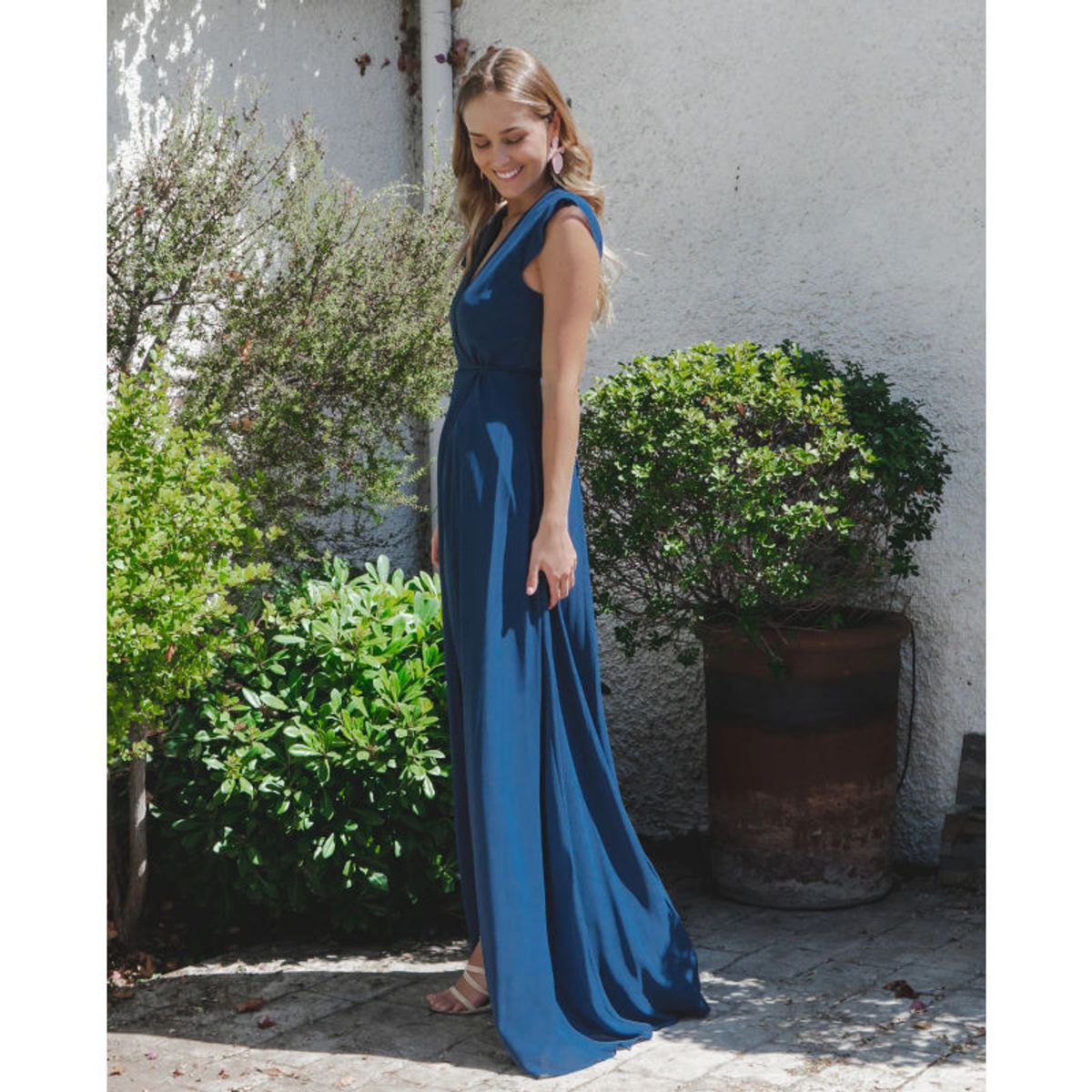 MI PLACARD - Vestido Largo Sara Gasa Azul Paris