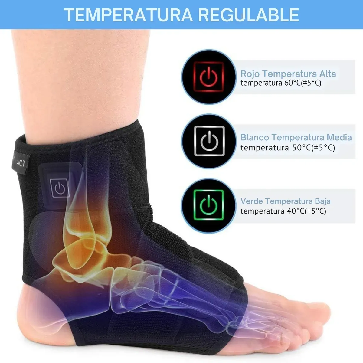 MOVI - Tobillera Térmica 3 Niveles de Calor – Alivio para Tobillo y Pie