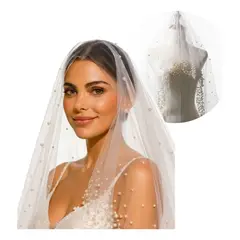 COMPUTECH - Velo De Novia Largo Catedral 3 Metros Perlas Blancas