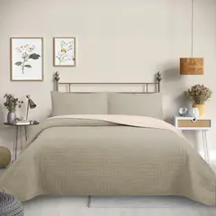 GENERICO - Cubrecama Quilt Color Beige 1,5 plazas Trama Collection