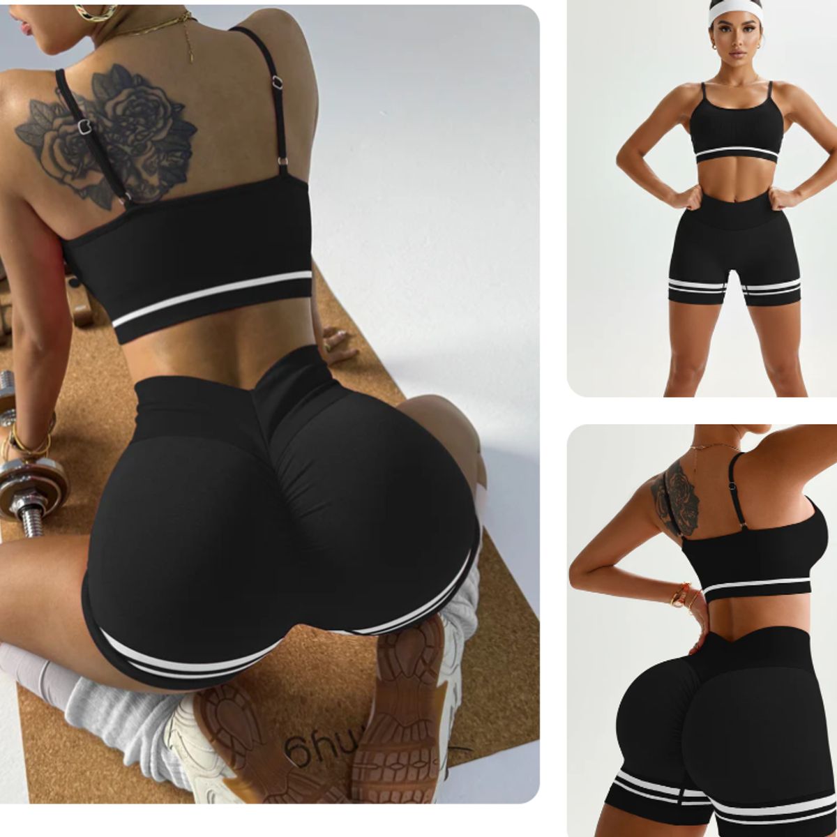 GENERAL - Conjunto   Deportivo   Peto   y   Short   con   Push   Up   y   Corte   V color Variado