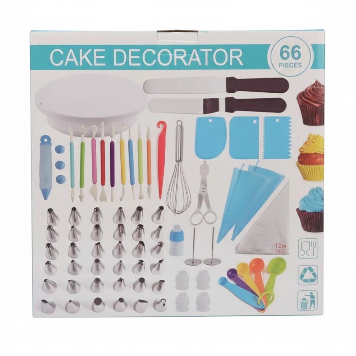 GENERICO - Set Repostería Pasteleria Con Plato Giratorio 66 Piezas