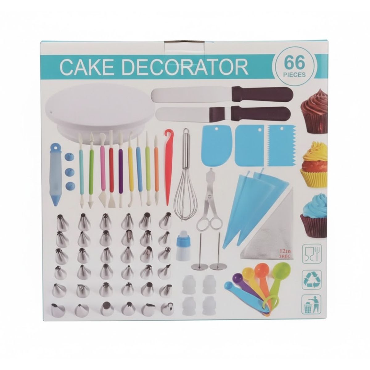 GENERICO - Set Repostería Pasteleria Con Plato Giratorio 66 Piezas