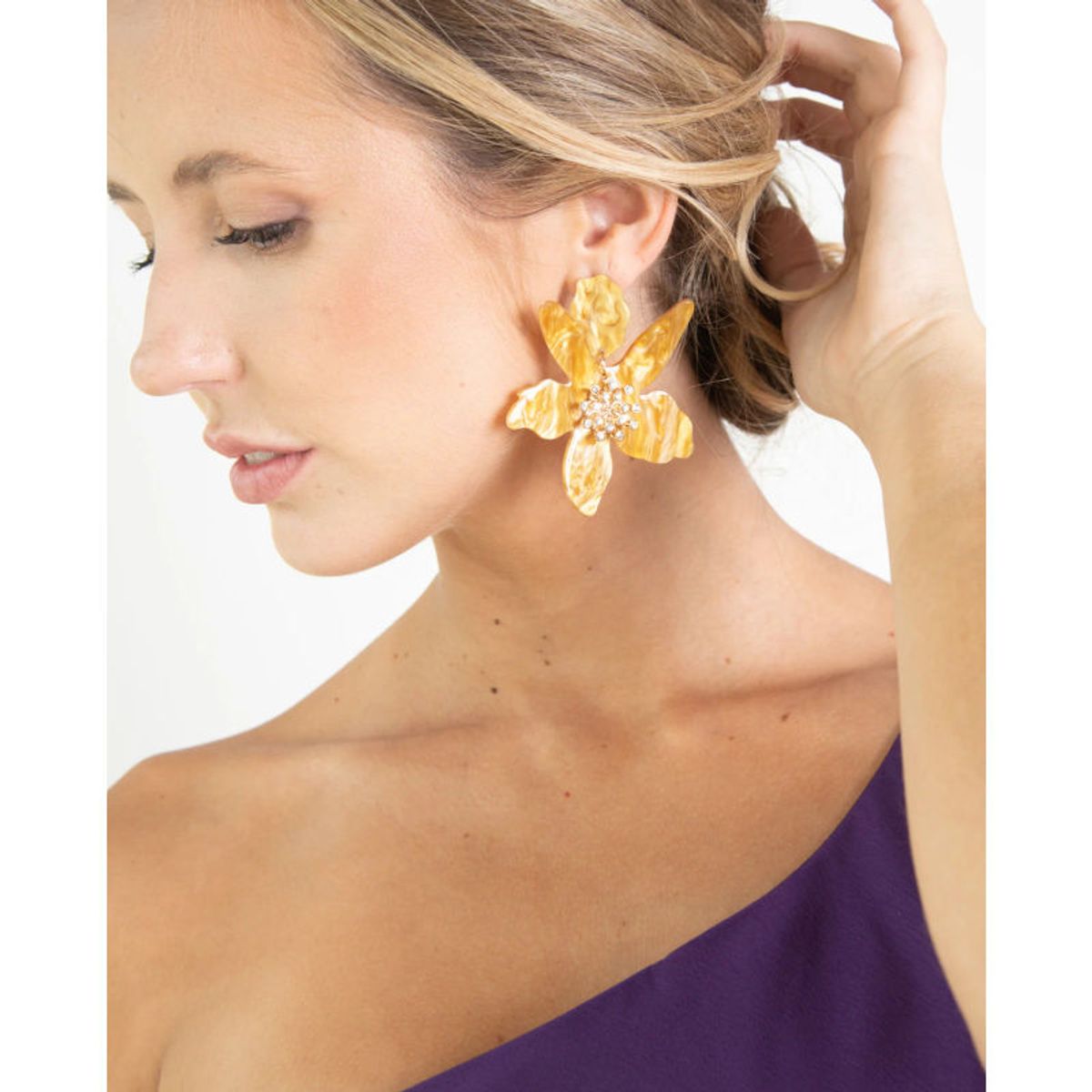 MI PLACARD - Aros Maxi Flor y Brillos Mostaza